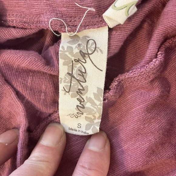 Aventura Womens Skirt Pink Casual Organic Cotton Size Small Floral Embroidery - Picture 2 of 10